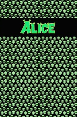 Cover of 120 Page Handwriting Practice Book with Green Alien Cover Alice