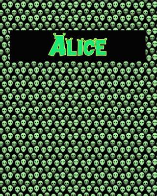 Book cover for 120 Page Handwriting Practice Book with Green Alien Cover Alice