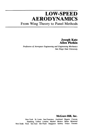 Cover of Low Speed Aerodynamics: from Wing Theory to Panel Methods