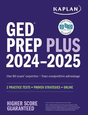 Cover of GED Test Prep Plus 2024-2025: Includes 2 Full Length Practice Tests, 1000+ Practice Questions, and 60 Hours of Online Video Instruction