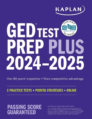Cover of GED Test Prep Plus 2024-2025: Includes 2 Full Length Practice Tests, 1000+ Practice Questions, and 60+ Online Videos