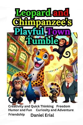 Book cover for Leopard and Chimpanzee's Playful Town Tumble