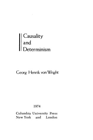 Cover of Causality and Determinism