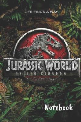 Book cover for Jurassic World Notebook life finds a way