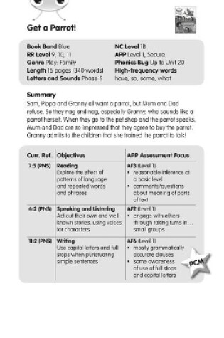 Cover of BC JD Plays Blue (KS1)/1B Get A Parrot! Guided Reading Card