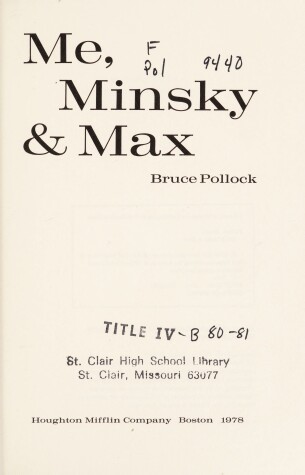 Book cover for Me Minsky and Max