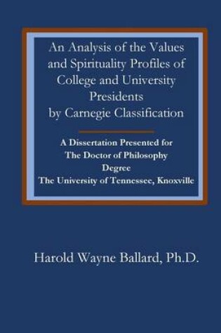 Cover of An Analysis of the Values and Spirituality Profiles of College and University PR