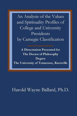 Book cover for An Analysis of the Values and Spirituality Profiles of College and University PR