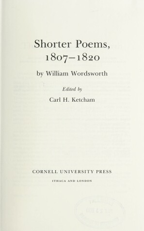 Book cover for Shorter Poems, 1807-1820