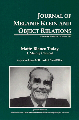 Cover of Journal of Melanie Klein and Object Relations