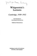 Cover of Wittgenstein's Lectures, Cambridge, 1930-1932