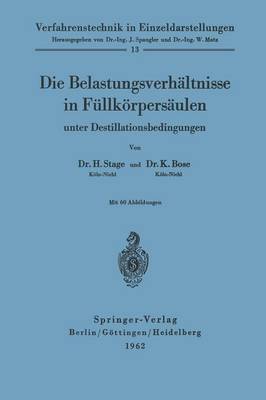 Book cover for Die Belastungsverhaltnisse in Fullkoerpersaulen Unter Destillationsbedingungen