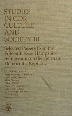 Cover of Studies in GDR Culture and Society 10