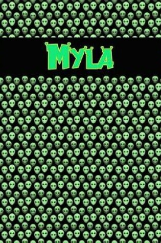 Cover of 120 Page Handwriting Practice Book with Green Alien Cover Myla