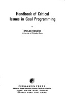 Book cover for Handbook of Critical Issues in Goal Programming