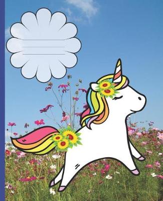 Cover of Cute Girly Unicorn Sunflowers Blank Composition Notebook