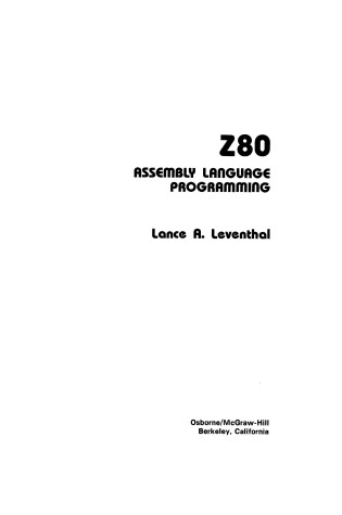 Cover of Z-80 Assembly Language Programming