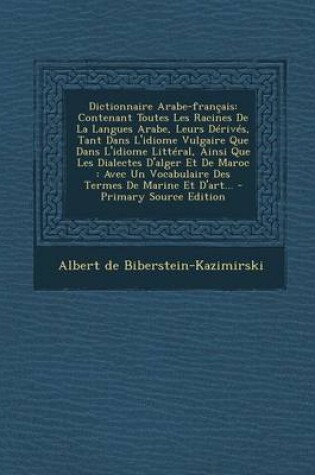 Cover of Dictionnaire Arabe-Francais