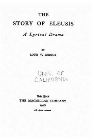 Cover of The story of Eleusis, a lyrical drama