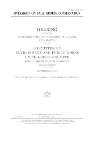 Cover of Oversight on sage grouse conservation