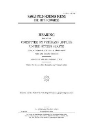 Cover of Hawaii field hearings during the 111th Congress