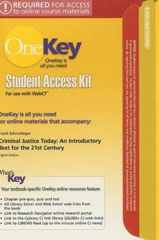 Cover of OneKey WebCT, Student Access Kit, Criminal Justice Today