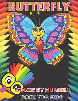 Book cover for Butterfly color by number book for kids