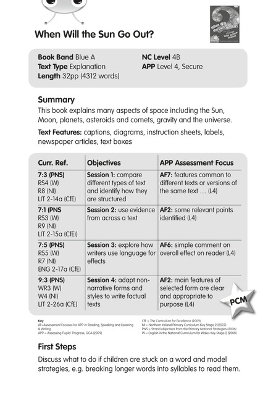 Cover of BC NF Blue (KS2) A/4B When Will the Sun Go Out? Guided Reading Card