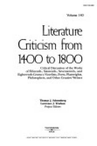 Cover of Literature Criticism from 1400 to 1800