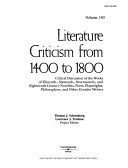 Cover of Literature Criticism from 1400 to 1800