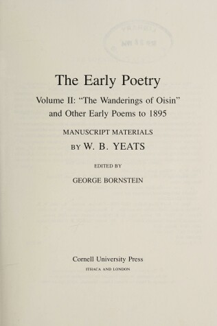 Book cover for The Early Poetry, Volume II—"The Wanderings of Oisin" and Other Poems to 1895