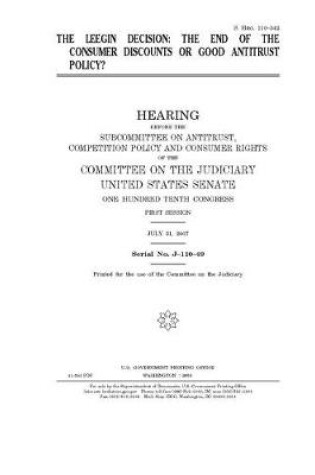 Cover of The Leegin decision