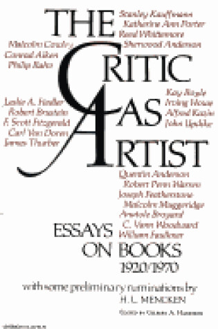 Cover of The Critic as Artist