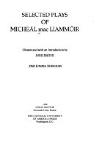 Cover of Selected Plays of Micheal Mac Liammoir