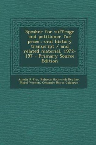 Cover of Speaker for Suffrage and Petitioner for Peace