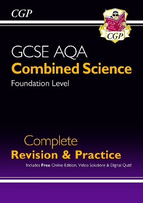 Book cover for GCSE Combined Science AQA Foundation Complete Revision & Practice w/ Online Ed, Videos & Quizzes