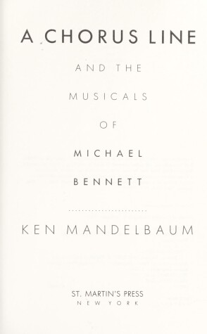 Book cover for A Chorus Line and the Musicals of Michael Bennett