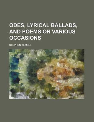 Book cover for Odes, Lyrical Ballads, and Poems on Various Occasions