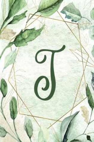 Cover of Notebook 6"x9" - Letter J - Green Gold Floral Design