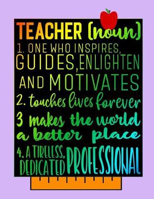 Book cover for Teacher (noun) One Who Inspires, Guides, Enlighten and Motivates