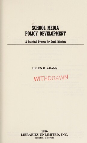 Book cover for School Media Policy Development