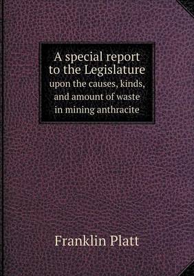 Book cover for A special report to the Legislature upon the causes, kinds, and amount of waste in mining anthracite