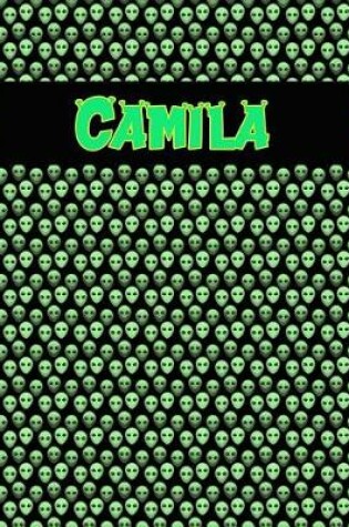 Cover of 120 Page Handwriting Practice Book with Green Alien Cover Camila