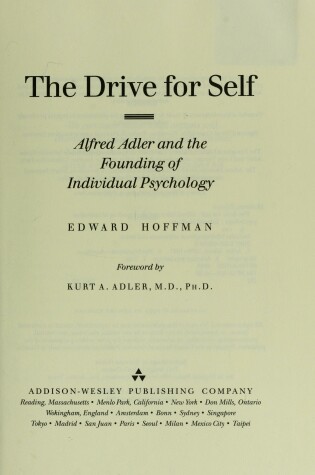 Cover of Drive for Self: Alfred Adler and the Founding of Individual Psychology