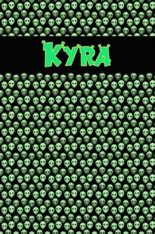 Cover of 120 Page Handwriting Practice Book with Green Alien Cover Kyra