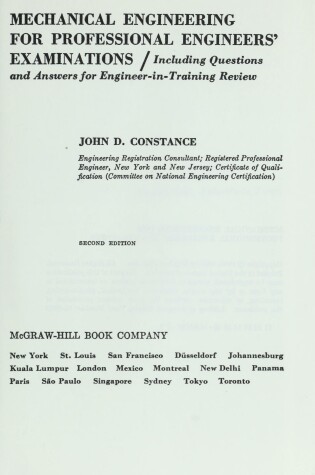 Cover of Mechanical Engineering for Professional Engineers' Examinations