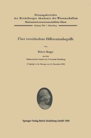 Cover of Über Verschiedene Differentenbegriffe