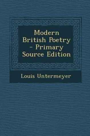 Cover of Modern British Poetry - Primary Source Edition