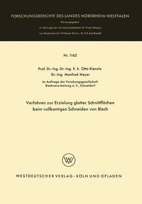 Cover of Verfahren Zur Erzielung Glatter Schnittflachen Beim Vollkantigen Schneiden Von Blech