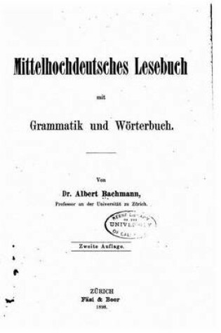 Cover of Mittelhochdeutsches Lesebuch, Mit Grammatik und Wörterbuch